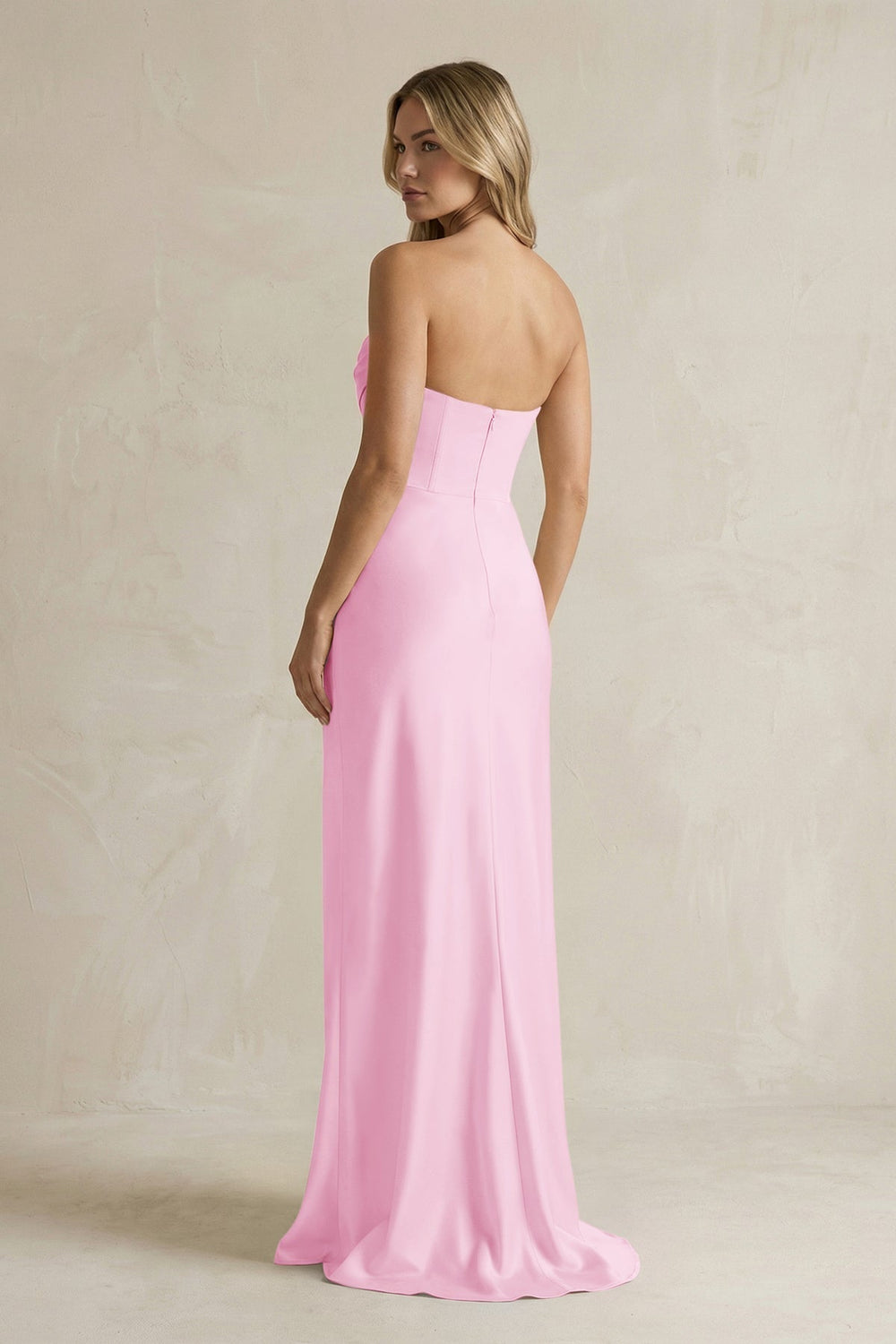 Cowl Neck Sheath Corset Bridesmaid Dress in Pink - KissProm Bridesmaid Dresses