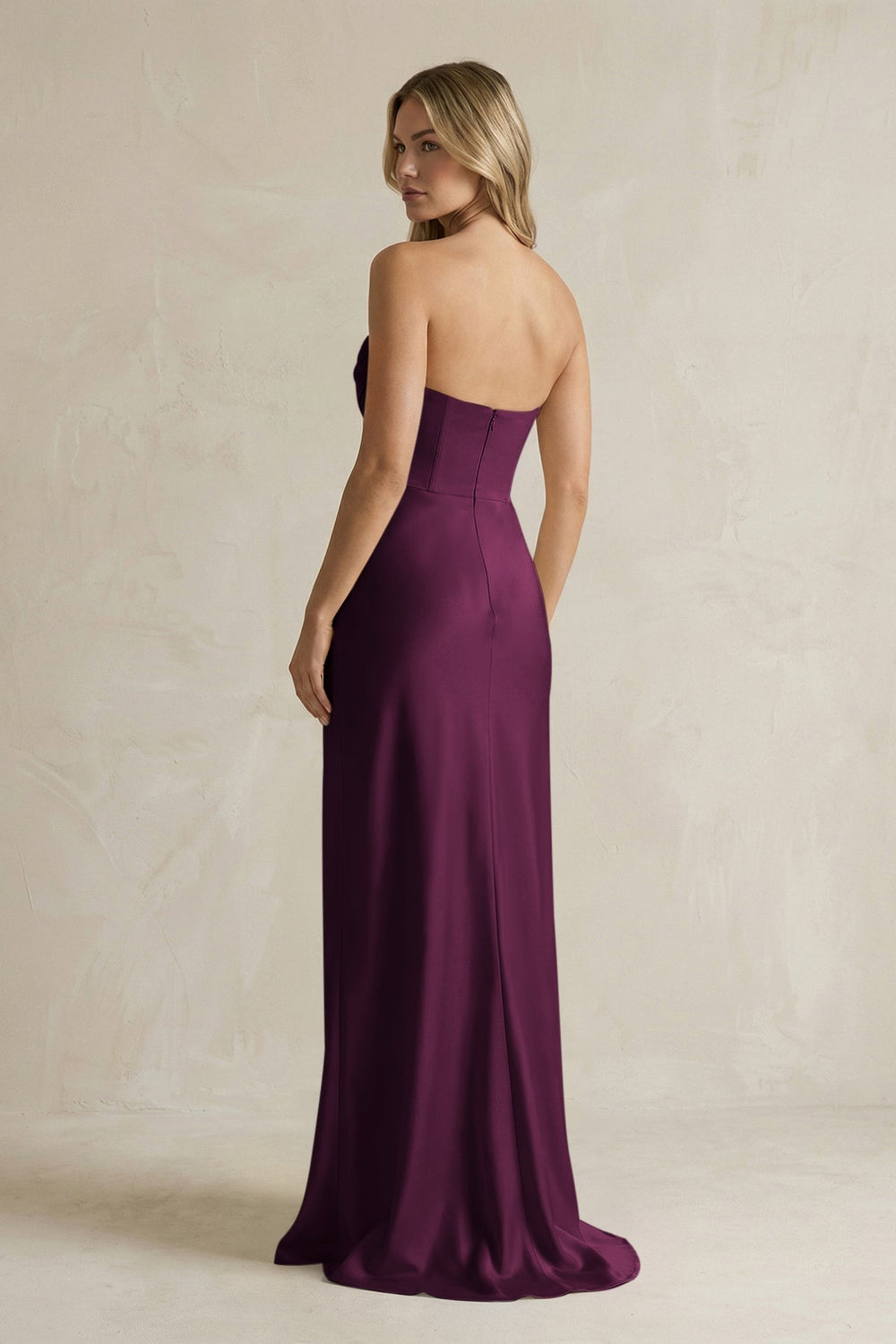 Cowl Neck Sheath Corset Bridesmaid Dress in Sangria - KissProm Bridesmaid Dresses
