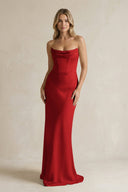Cowl Neck Sheath Corset Bridesmaid Dress in Spice - KissProm Bridesmaid Dresses