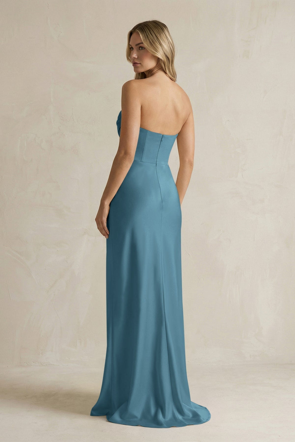 Cowl Neck Sheath Corset Bridesmaid Dress in Twilight - KissProm Bridesmaid Dresses
