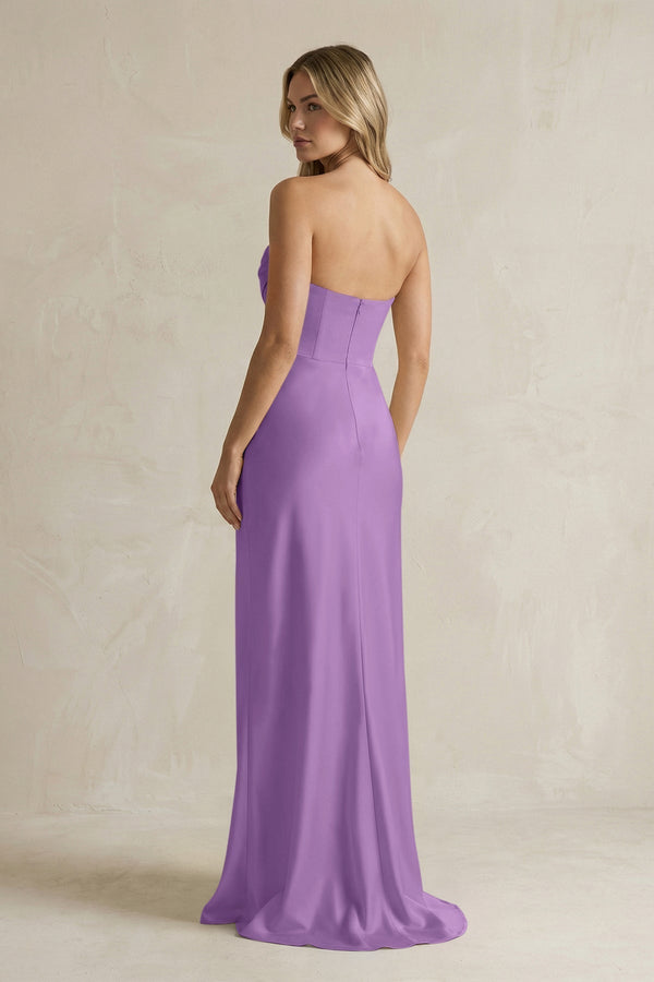 Cowl Neck Sheath Corset Bridesmaid Dress in Wisteria - KissProm Bridesmaid Dresses