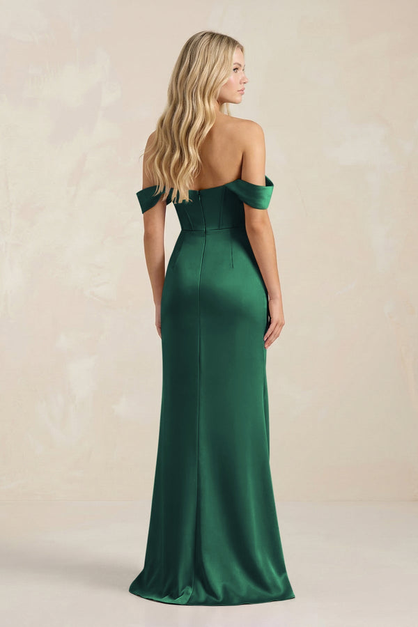 Cowl Neck Sheath Satin Bridesmaid Dress With Detachable Sleeves in Dark Green - KissProm Bridesmaid Dresses