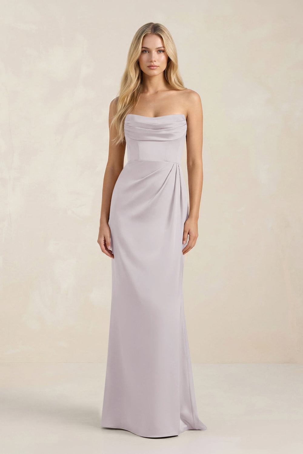 Cowl Neck Sheath Satin Bridesmaid Dress With Detachable Sleeves in Dusk - KissProm Bridesmaid Dresses