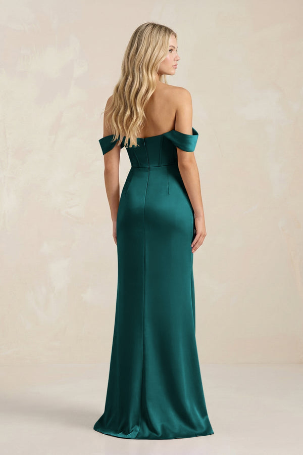 Cowl Neck Sheath Satin Bridesmaid Dress With Detachable Sleeves in Emerald - KissProm Bridesmaid Dresses