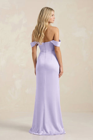 Cowl Neck Sheath Satin Bridesmaid Dress With Detachable Sleeves in Lavender - KissProm Bridesmaid Dresses