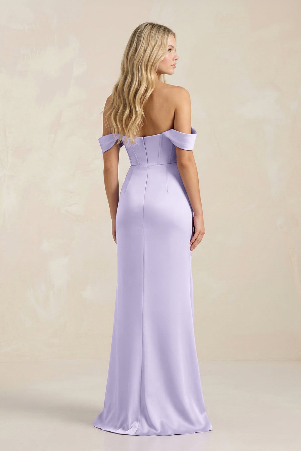 Cowl Neck Sheath Satin Bridesmaid Dress With Detachable Sleeves in Lavender - KissProm Bridesmaid Dresses