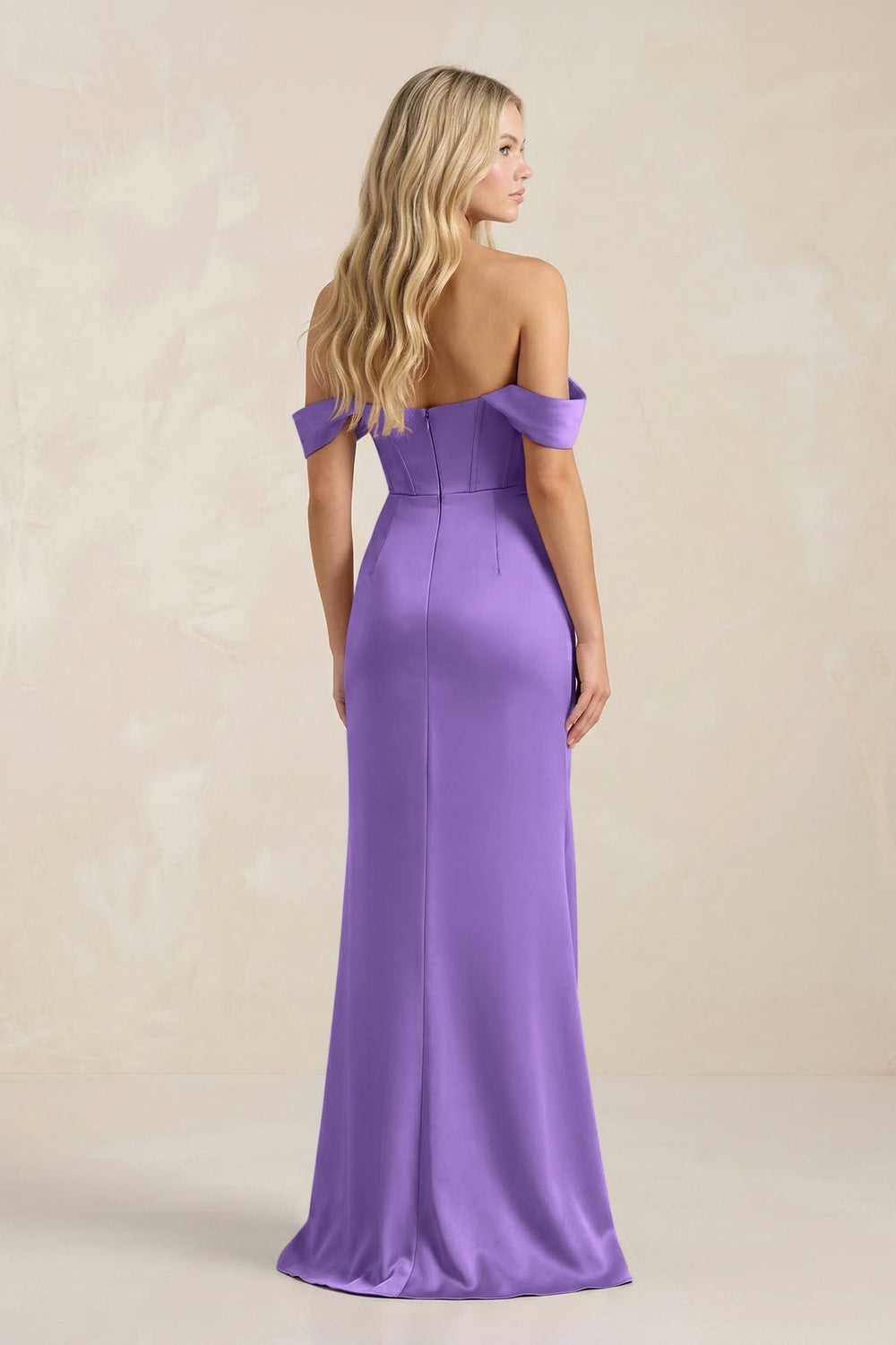 Cowl Neck Sheath Satin Bridesmaid Dress With Detachable Sleeves in Lilac - KissProm Bridesmaid Dresses