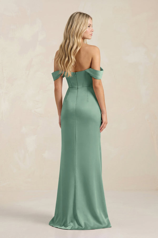Cowl Neck Sheath Satin Bridesmaid Dress With Detachable Sleeves in Mint Green - KissProm Bridesmaid Dresses