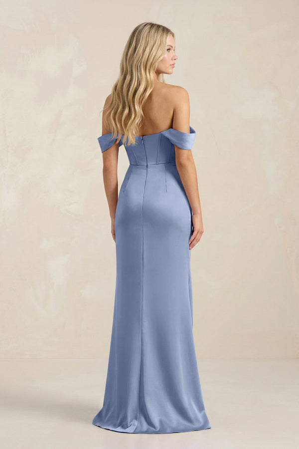 Cowl Neck Sheath Satin Bridesmaid Dress With Detachable Sleeves in Mist - KissProm Bridesmaid Dresses