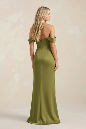 Cowl Neck Sheath Satin Bridesmaid Dress With Detachable Sleeves in Moss Green - KissProm Bridesmaid Dresses