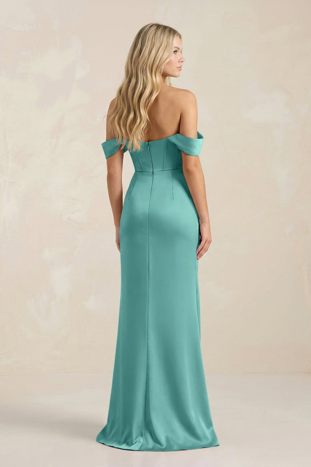 Cowl Neck Sheath Satin Bridesmaid Dress With Detachable Sleeves in Pale Pistachio - KissProm Bridesmaid Dresses