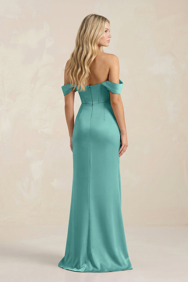 Cowl Neck Sheath Satin Bridesmaid Dress With Detachable Sleeves in Pale Pistachio - KissProm Bridesmaid Dresses