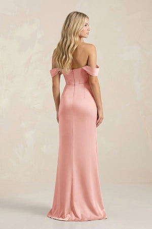 Cowl Neck Sheath Satin Bridesmaid Dress With Detachable Sleeves in Rose Petal - KissProm Bridesmaid Dresses