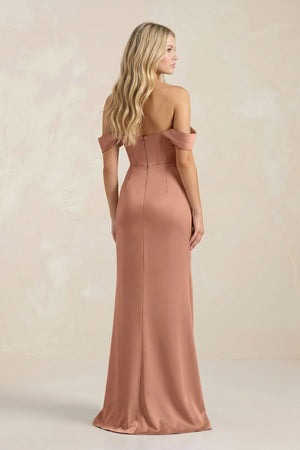 Cowl Neck Sheath Satin Bridesmaid Dress With Detachable Sleeves in Rosette - KissProm Bridesmaid Dresses