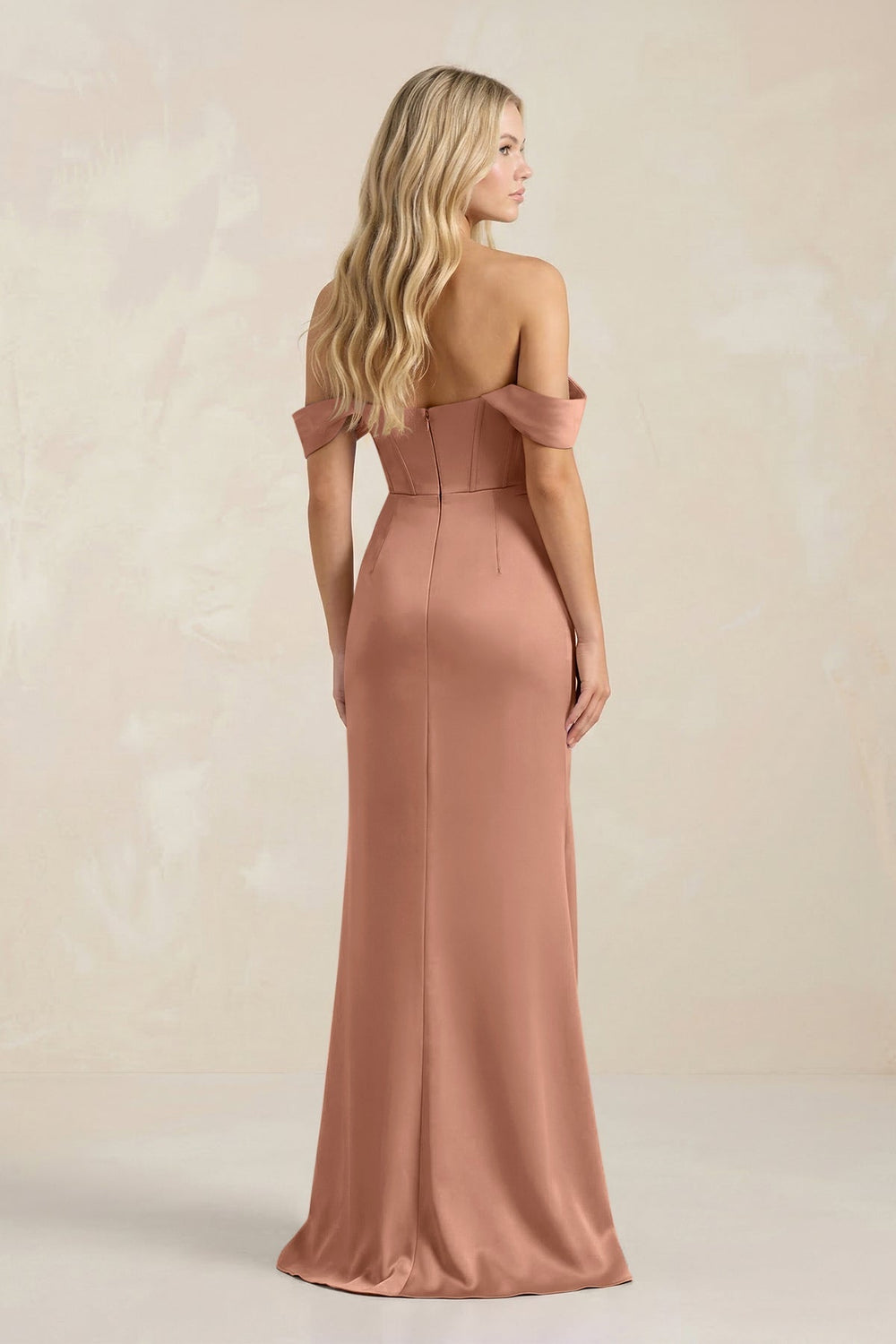 Cowl Neck Sheath Satin Bridesmaid Dress With Detachable Sleeves in Rosette - KissProm Bridesmaid Dresses