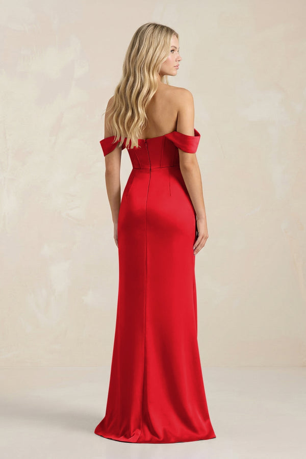 Cowl Neck Sheath Satin Bridesmaid Dress With Detachable Sleeves in Ruby Red - KissProm Bridesmaid Dresses