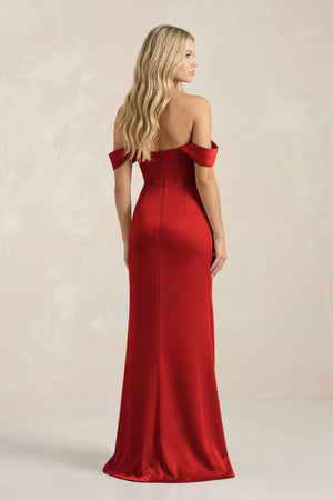 Cowl Neck Sheath Satin Bridesmaid Dress With Detachable Sleeves in Spice - KissProm Bridesmaid Dresses