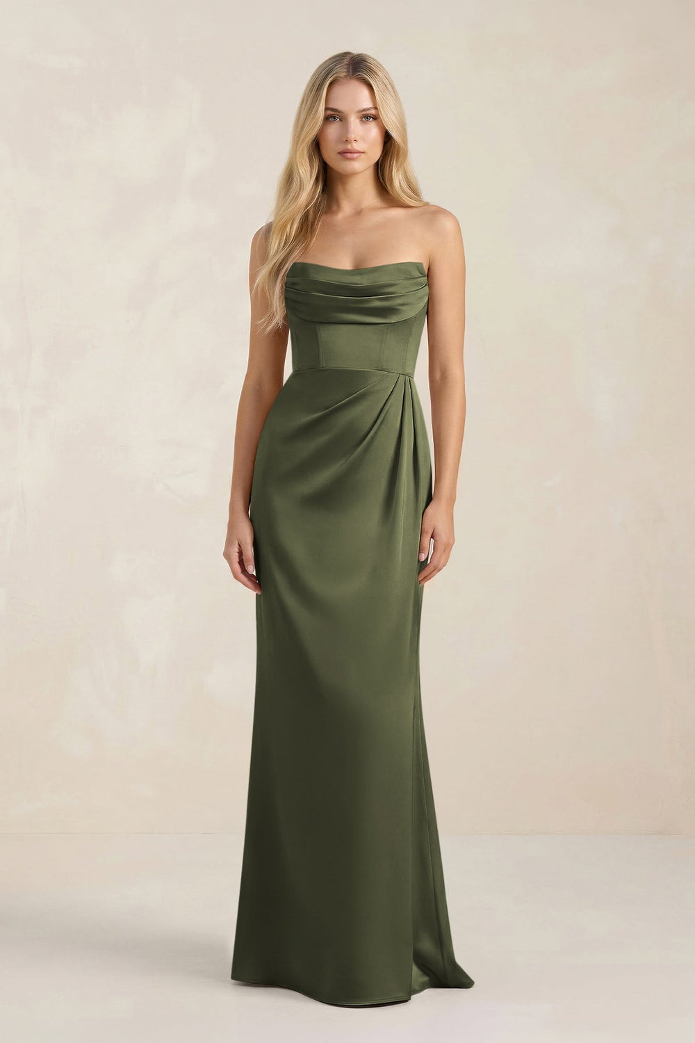Cowl Neck Sheath Satin Bridesmaid Dress With Detachable Sleeves in Willow Green - KissProm Bridesmaid Dresses
