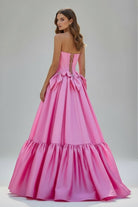 Cristal | A - Line Black Scoop Neck Satin Long Prom Dresses with Bow Knots - KissProm