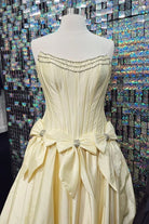 Cristal | A - Line Black Scoop Neck Satin Long Prom Dresses with Bow Knots - KissProm