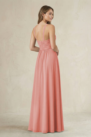 Cross Halter A - Line Pleated Bridesmaid Dress in Mulberry - KissProm Bridesmaid Dresses