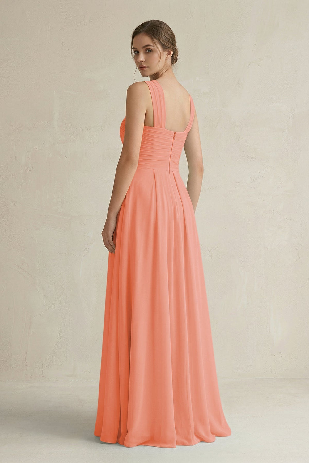 Cross Halter Chiffon A - Line Pleated Bridesmaid Dress in Rosette - KissProm Bridesmaid Dresses