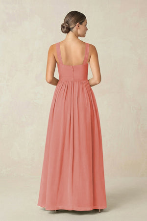 Cross Halter Neck Chiffon A-Line Bridesmaid Dress With Slit in Mulberry - KissProm BRIDESMAID DRESSES