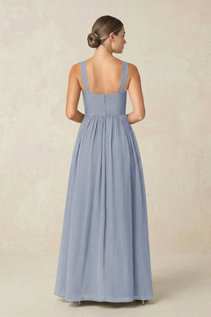 Cross Halter Neck Chiffon A-Line Bridesmaid Dress With Slit in Twilight - KissProm BRIDESMAID DRESSES
