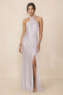 Cross Halter Sheath Bridesmaid Dress With Slit in Dusk - KissProm Bridesmaid Dresses