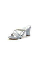 Cross Strap Open Toe High Heels With Rhinestone - KissProm