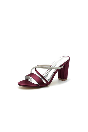 Cross Strap Open Toe High Heels With Rhinestone - KissProm