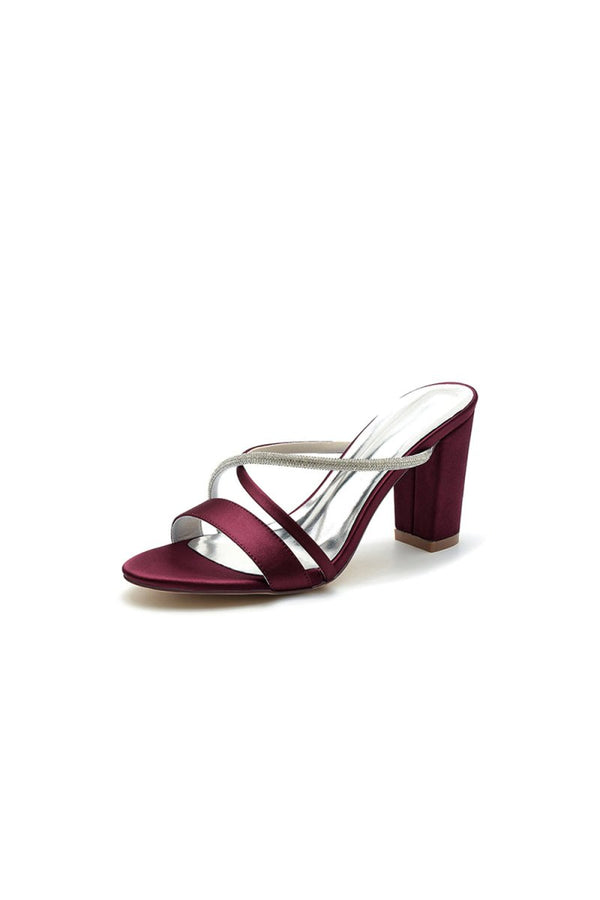 Cross Strap Open Toe High Heels With Rhinestone - KissProm