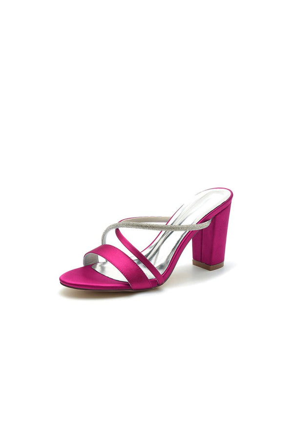 Cross Strap Open Toe High Heels With Rhinestone - KissProm