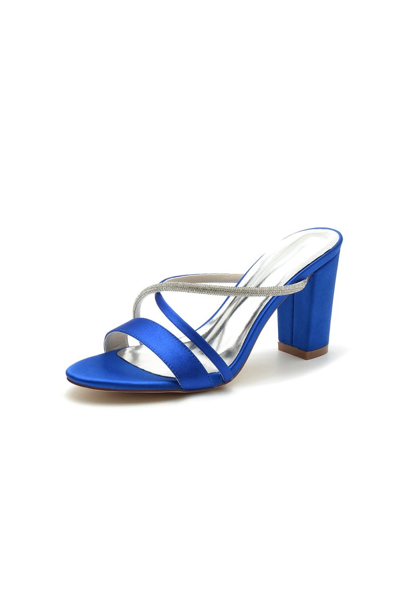 Cross Strap Open Toe High Heels With Rhinestone - KissProm