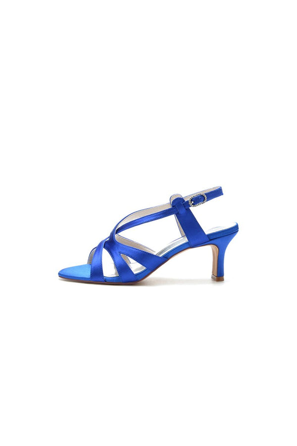 Royal Blue Cross - Strap Pump with Elegant Silver Buckle - KissProm