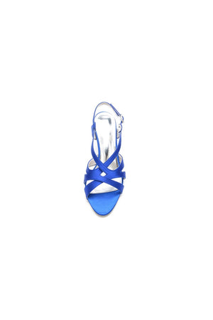 Royal Blue Cross - Strap Pump with Elegant Silver Buckle - KissProm