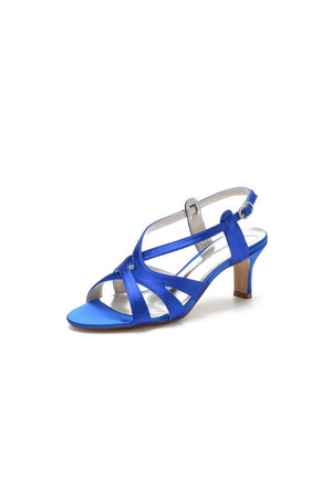 Royal Blue Cross - Strap Pump with Elegant Silver Buckle - KissProm