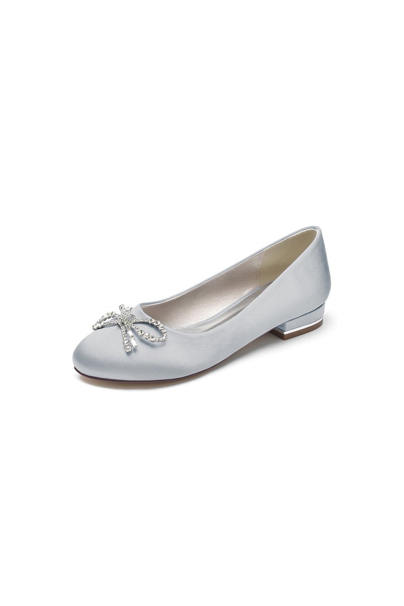 Crystal Bow Round Toe Flats - KissProm
