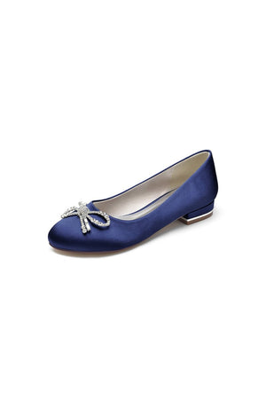 Crystal Bow Round Toe Flats - KissProm