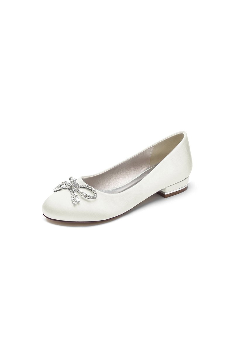 Crystal Bow Round Toe Flats - KissProm