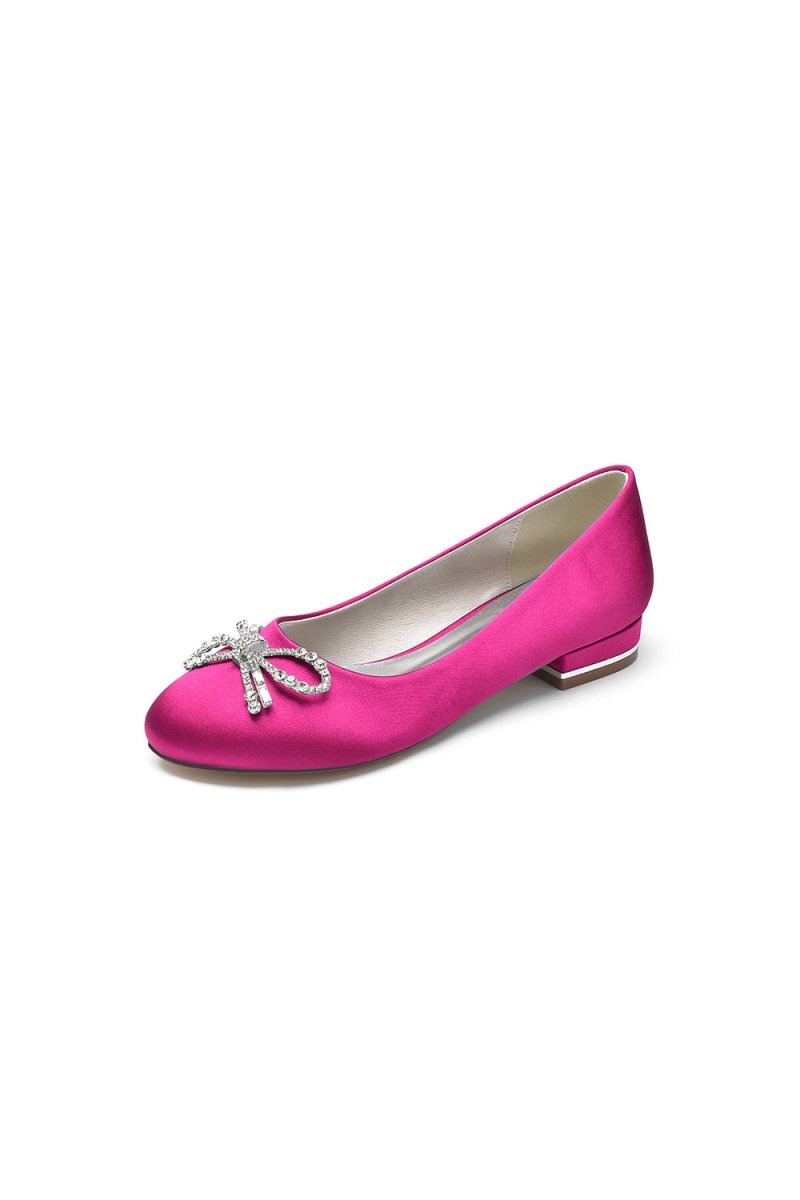 Crystal Bow Round Toe Flats - KissProm