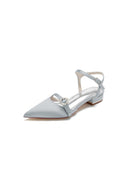 Crystal Buckle Strap Pointed Toe Flats - KissProm