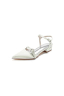 Crystal Buckle Strap Pointed Toe Flats - KissProm