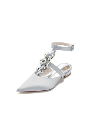 Crystal Chain Pointed Toe Flats - KissProm