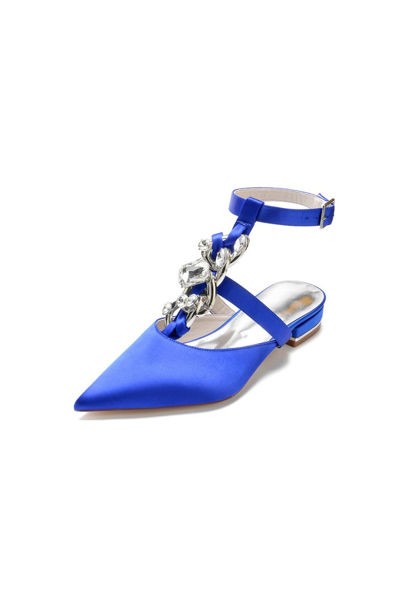 Crystal Chain Pointed Toe Flats - KissProm