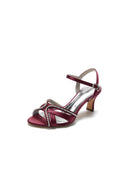 Crystal Cross Straps Open Toe Chunky Heels - KissProm