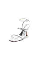 Crystal Cross Straps Square Open Toe Chunky Heels - KissProm