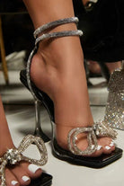 Crystal Embellished Transparent Strappy Stiletto Heels - KissProm