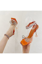 Crystal Embellished Transparent Strappy Stiletto Heels - KissProm
