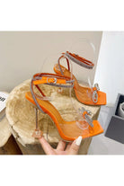 Crystal Embellished Transparent Strappy Stiletto Heels - KissProm